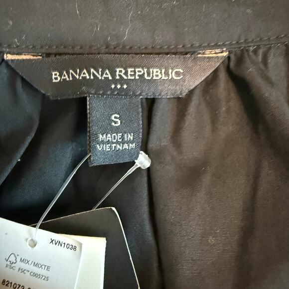 Women's Banana Republic Black Belted Waist Cotton Fit and Flare Dress Size S NEW - Picture 4 of 12